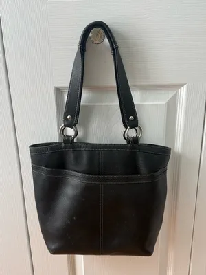 Y2K Coach Penelope Black Pebbled Leather Mini Tote Shoulder Bag thumbnail 3