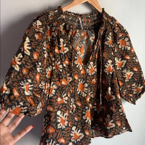 Free People Willow Print Puff Sleeve Blouse Small thumbnail 4