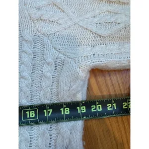 Mango MNG Cream Cable Knit Sweater Black Contrast Stitch Crew Neck Small thumbnail 4