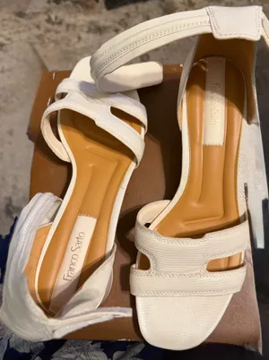 Franco Sarto White Leather Heeled Sandals Women's SZ 10 thumbnail 3