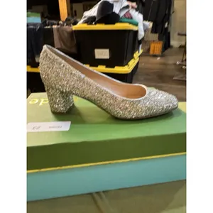 Kate Spade Dolores Silver‎ Gold Glitter Block Heel Pumps Women Size 6 Display thumbnail 2