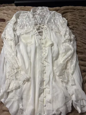 For The Love & Lemons Ivory Lace Ruffle Peasant Blouse and inside Dress thumbnail 1