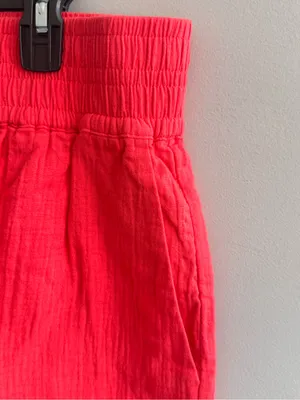 Boden Women’s US 10 Coral Red Cotton Pull-On Smocked Waist Shorts thumbnail 5