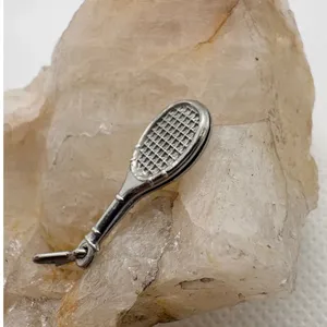 Vintage Tennis Racket Charm Silver‎ Tone Sports Jewelry Stamped STER Magnetic thumbnail 3