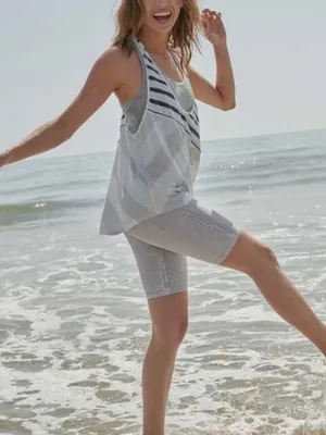 Free People Movement Keep Rolling Striped Tank Top in Navy and White thumbnail 8