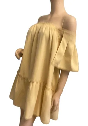 NWT Macaw Flutter sleeve Yellow Bohemian‎ mini dress Size M thumbnail 1