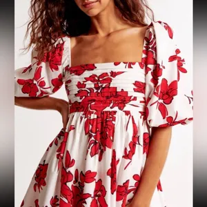 NEW Abercrombie & Fitch Emerson Poplin XST Mini Dress Summer Vaca Floral Tall thumbnail 2