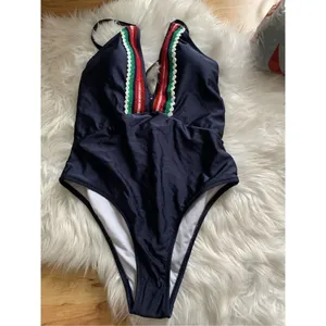Cupshe Womens small Swimsuit One Piece V Neck Crocheted Trim Navy Blue Strappy thumbnail 5