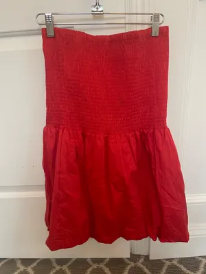 Simo Miller Red Via Smocked Mini Dress Size M! thumbnail 6