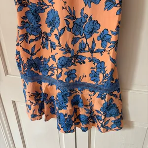 Alice + Olivia Jade Ruffled Floral Midi Dress Coral Blue Lace‎ Illusion Size 12 thumbnail 9