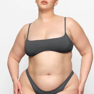 SKIMS (B10) Signature Swim Micro Scoop Top | Gunmetal | NWT | 2X thumbnail 1