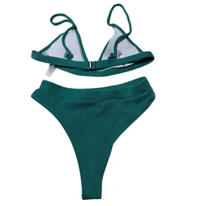 Ribbed Bikini Set-High Waisted & Triangle Top L 12 14 NWOT thumbnail 4