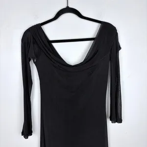 Motel Rocks Terika Bardot Dress Black Mesh Long Sleeve Maxi Evening Chic Large thumbnail 4
