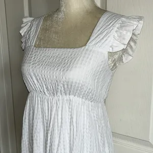 Gianni Bini GB White Square Neck‎ Old Money Seersucker Preppy Dress Sz S Feminine thumbnail 3