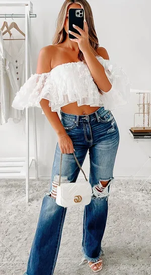 Nana Macs Ruffle Floral Crop Top thumbnail 3