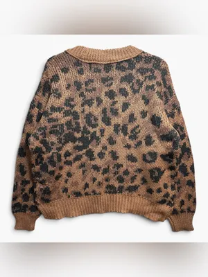 Aerie Leopard Print Oversized Knit Sweater Size Small Brown Black NWT thumbnail 4
