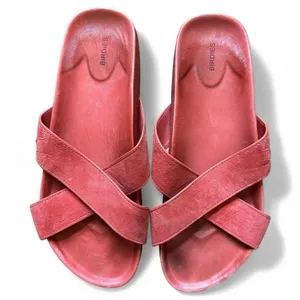 Birdies The Robin Women’s Slide Sandals 6.5 Coral Crisscross Suede Comfort thumbnail 1