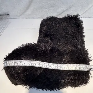 Black Shaggy Faux Fur Boot Covers Rave Festival Monster Leg Warmers Tinsel m/l‎ thumbnail 8