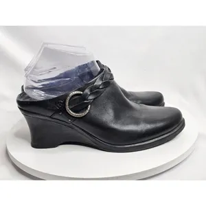 Ariat Leather Wedges Mules Slip On Womens 8.5 B Black‎ Braided Leather Western thumbnail 2