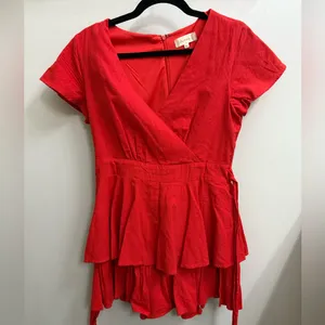 Altar’d state red tie in back romper size S thumbnail 4