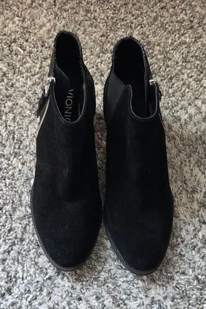 Vionic Anne Black Suede Snakeskin Booties thumbnail 1