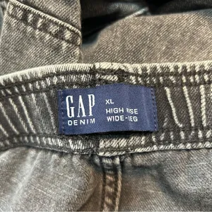 Gap High Rise Wide Leg Cargo Jeans Utility Black Wash Size XL thumbnail 6