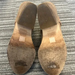 Eileen Fisher‎ Derby Ankle Boots Tan Nubuck Leather Stacked Heel Preppy Career 6 thumbnail 6