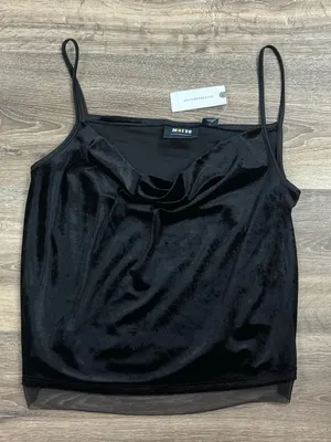 NEW Anthropologie Maeve Halsey Cami Black Velvet Tank Top Women’s Small thumbnail 2