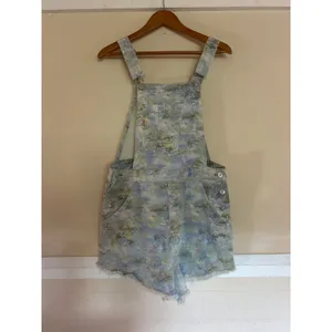 Anthropologie PILCRO Denim Floral Shortalls Overalls Size Medium M Romper Shorts thumbnail 2