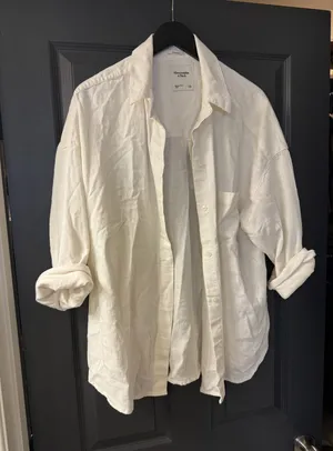 Abercrombie Linen Oversized Button Down Shirt L thumbnail 1