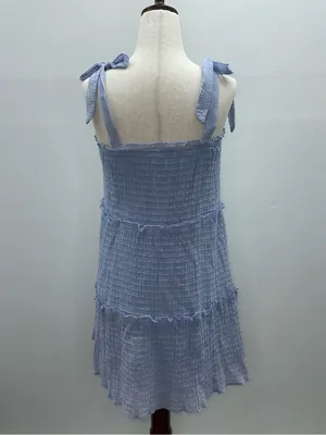 Altar'd State Light Blue Tiered Mini Dress Textured Tie Strap Sundress Size S thumbnail 4