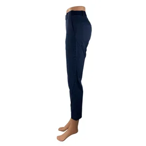 Uniqlo Women's Navy Blue Mid Rise Slim Chino Khaki Tapered Trousers Pants Sz XS thumbnail 3