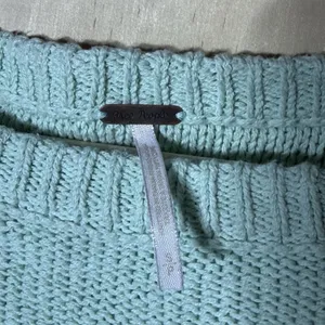 Free People Cropped Knit Sweater Women's Mint Green Cotton Crew Neck Small thumbnail 3