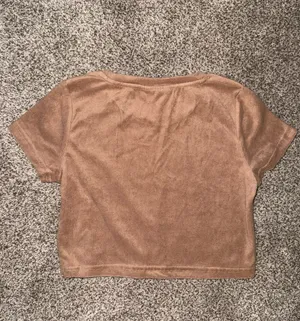 MYRASWIM Short Sleeve Faux Suede Cropped Tee thumbnail 2
