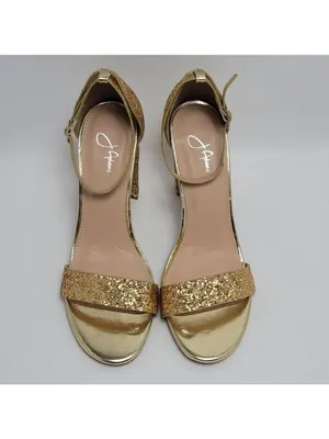 J Adams Shirley Gold Glitter Ankle Strap Heeled Sandals Size 8.5 thumbnail 6