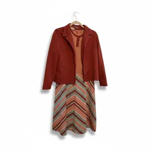 Vintage‎ 70s JCPenney Fashions Dress & Jacket Set Mod Stripe Retro thumbnail 2
