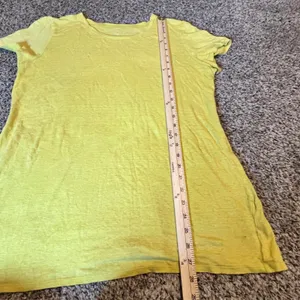 Eileen Fisher‎ Chartreuse Yellow Crew Neck Short Sleeve Tee XL Organic Linen thumbnail 4