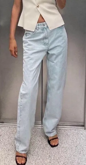 Zara High Waist Long Length Regular Leg Jeans thumbnail 1
