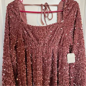 NEW Altar’d State Pink Sequin Holiday Dress Plus Size Medium NWT thumbnail 5
