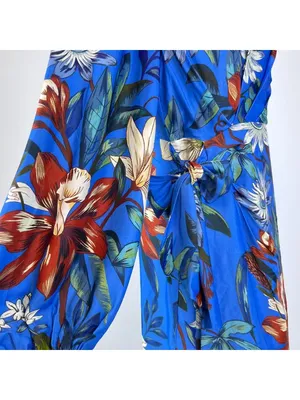 NWOT Farm Rio Blue Surreal Flowers Wrap Long Sleeve Mini Dress Size S thumbnail 7
