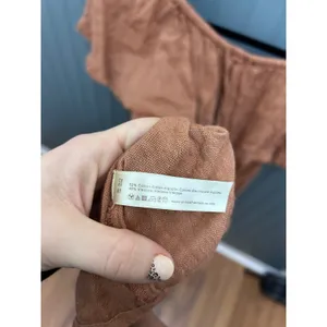 Free People Off The Shoulder Gauze Ruffle top‎ rust Fringe Boho thumbnail 5