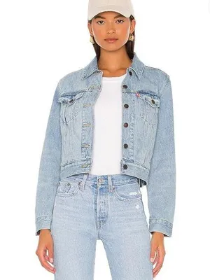Levi's cropped denim jacket thumbnail 1