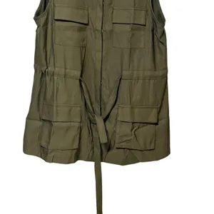 Ninexis Womens Olive Green Utility Vest Sleeveless Button Up Cargo Pocket L NEW thumbnail 4