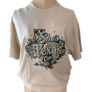 3136 | NWOT She's From Texas I Can Tell Custom DTF Graphic Tee Western Cowgirl thumbnail 1