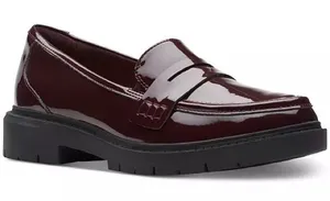 Clarks Westlynn Ayla Round-Toe Penny Loafers in Burgundy, Size 7, NEW thumbnail 1