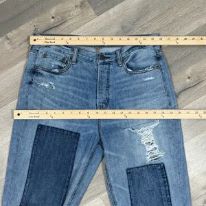 American Eagle Jeans Women 10 Vintage High Rise Slim Distressed Patch Straight‎ thumbnail 11