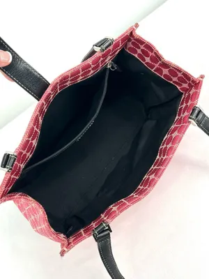 Vintage Y2K Kate Spade Noel Dot Pink Jacquard Black Leather Tote Shoulder Bag thumbnail 4