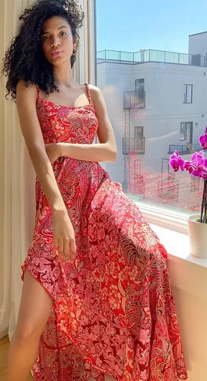 Free People Forever‎ Yours Smocked Slip Maxi Ruffle Dress Large Red Floral Boho thumbnail 1