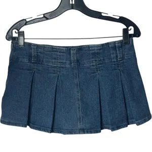 Y2K Almost Famous‎ Micro Mini Denim Pleated Skort Low Rise Grunge Skater S thumbnail 5