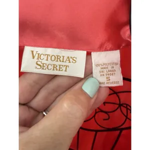Victoria's Secret Vtg Gold Label‎ Pajamas set Solid Coral Pink Size S Silky Satiny thumbnail 5